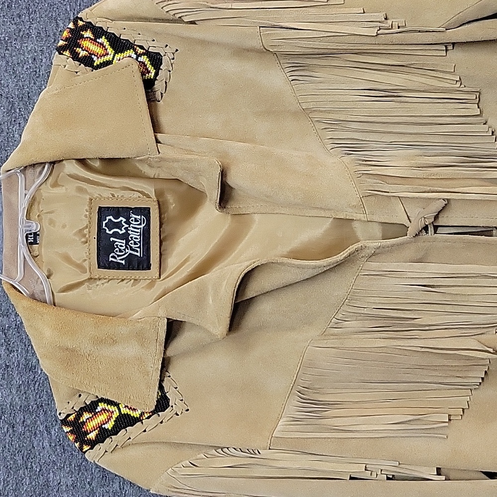 Western Fringed And Beaded Jacket By Real Leather Women's Size XL - Picture 2 of 15